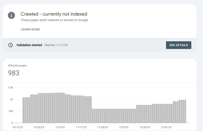 Sửa lỗi Crawled – Currently Not Indexed 1 Crawled - Currently Not Indexed là lỗi gì