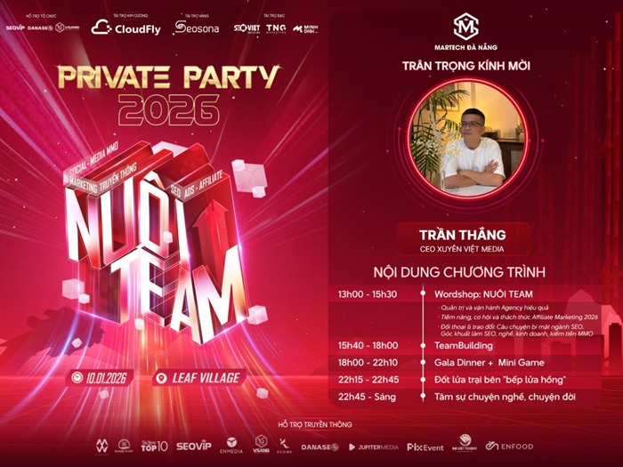 Private Party Martech Đà Nẵng 2026 – Chủ đề Nuôi Team 1 Martech Đà Nẵng 2026
